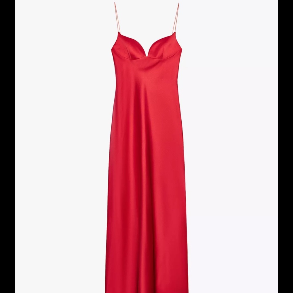 NWT Zara Long Satin Maxi Sweetheart Dress